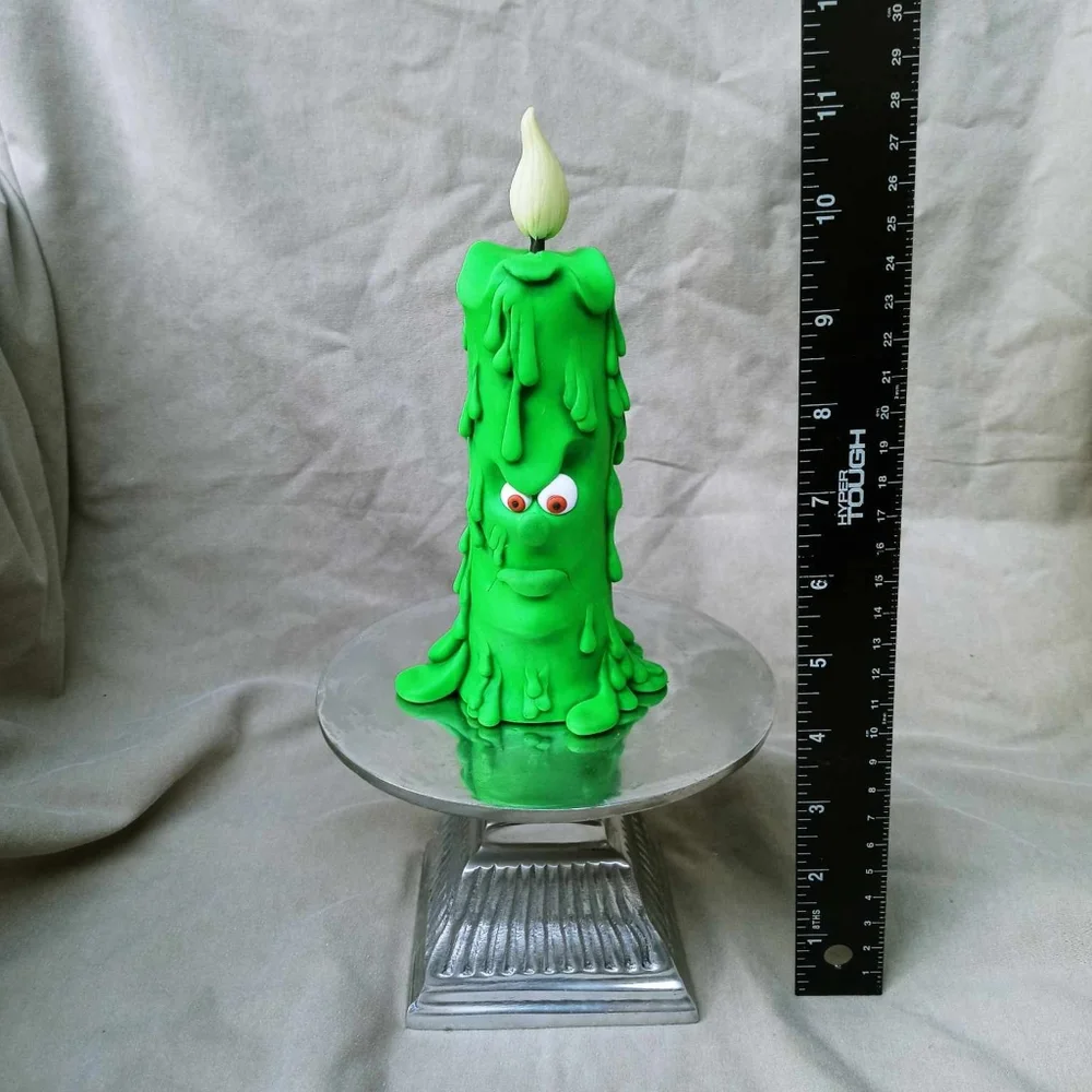 💚🐸 Melting 🕯🎃 Candle Face 🕷 Neon Green - Picture 8 of 11